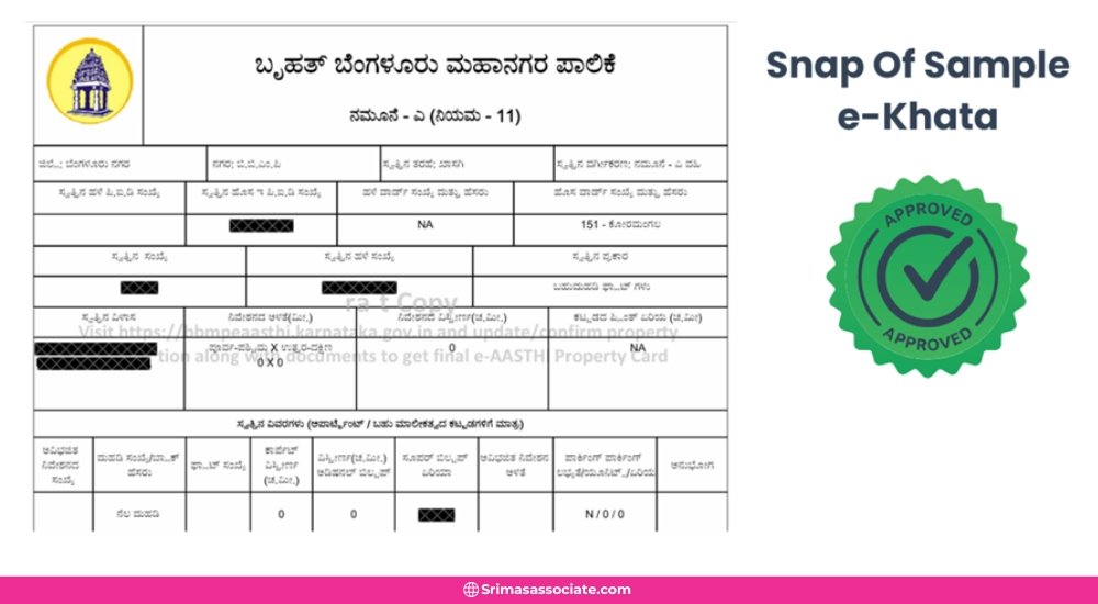 Here is the E-Khata certificate sample